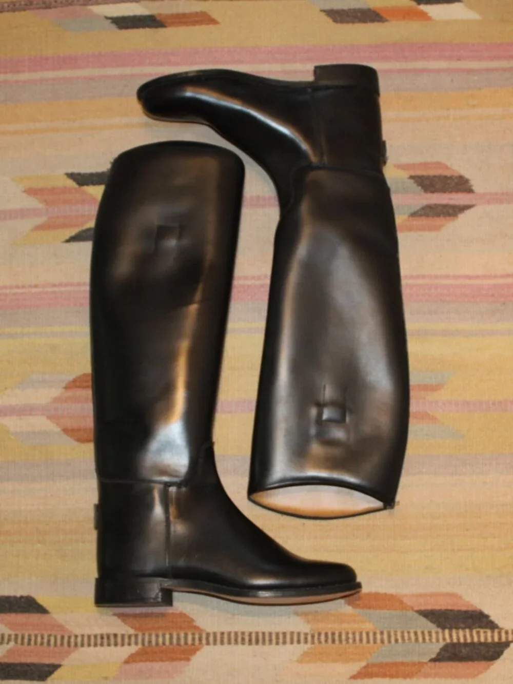 Equestrian Riding Boots Boston-Made Stock DRESS Leather Tall Handtooled1983 7.5C